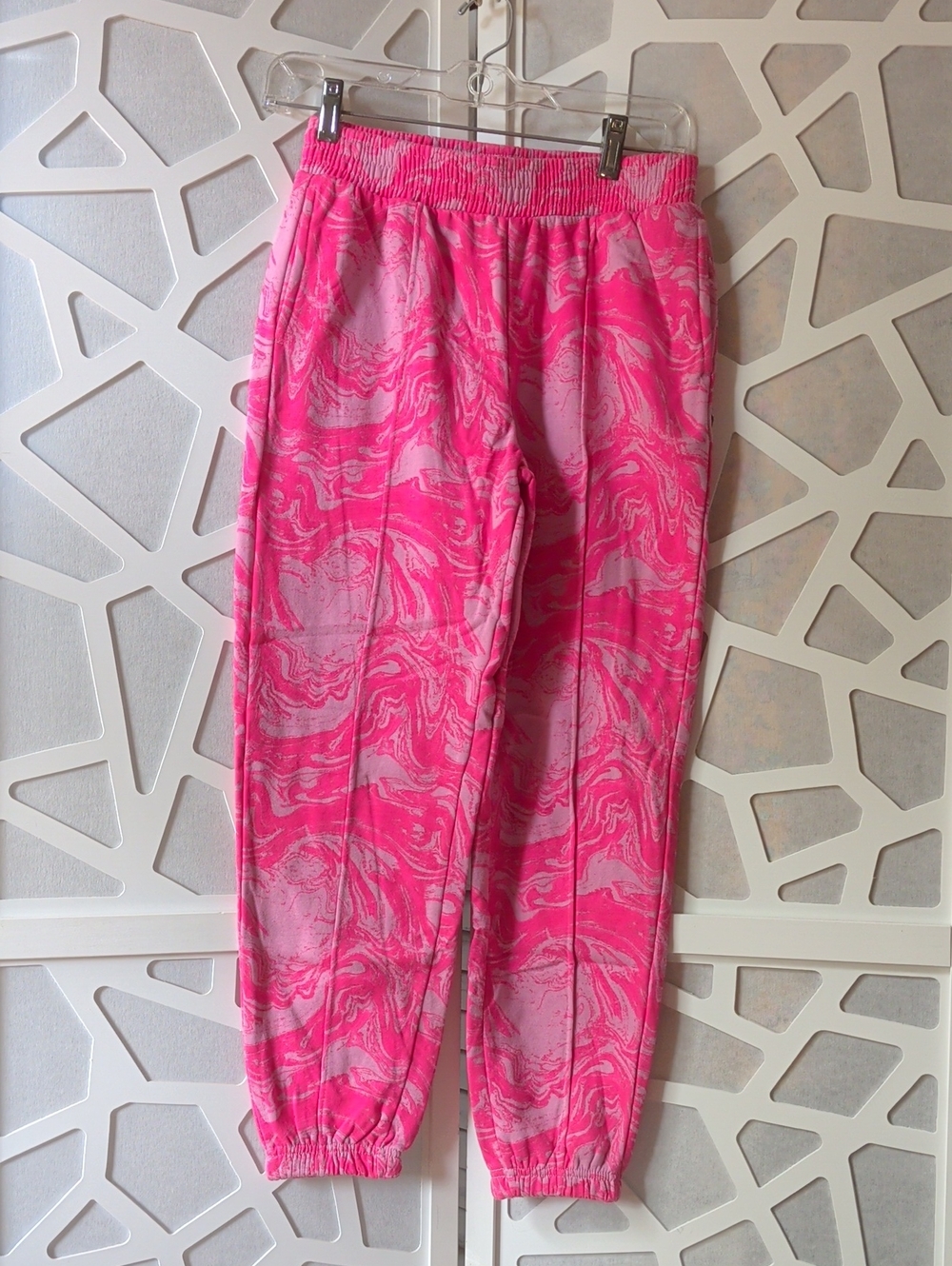 bcg Hot Pink Marble-Print Sweatpants